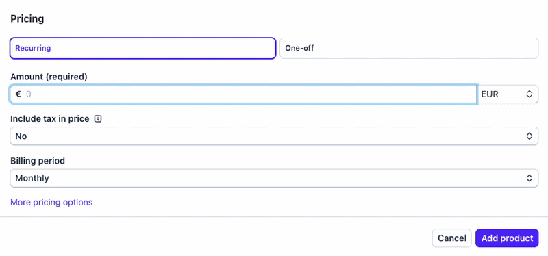 pricing page blinking cursor